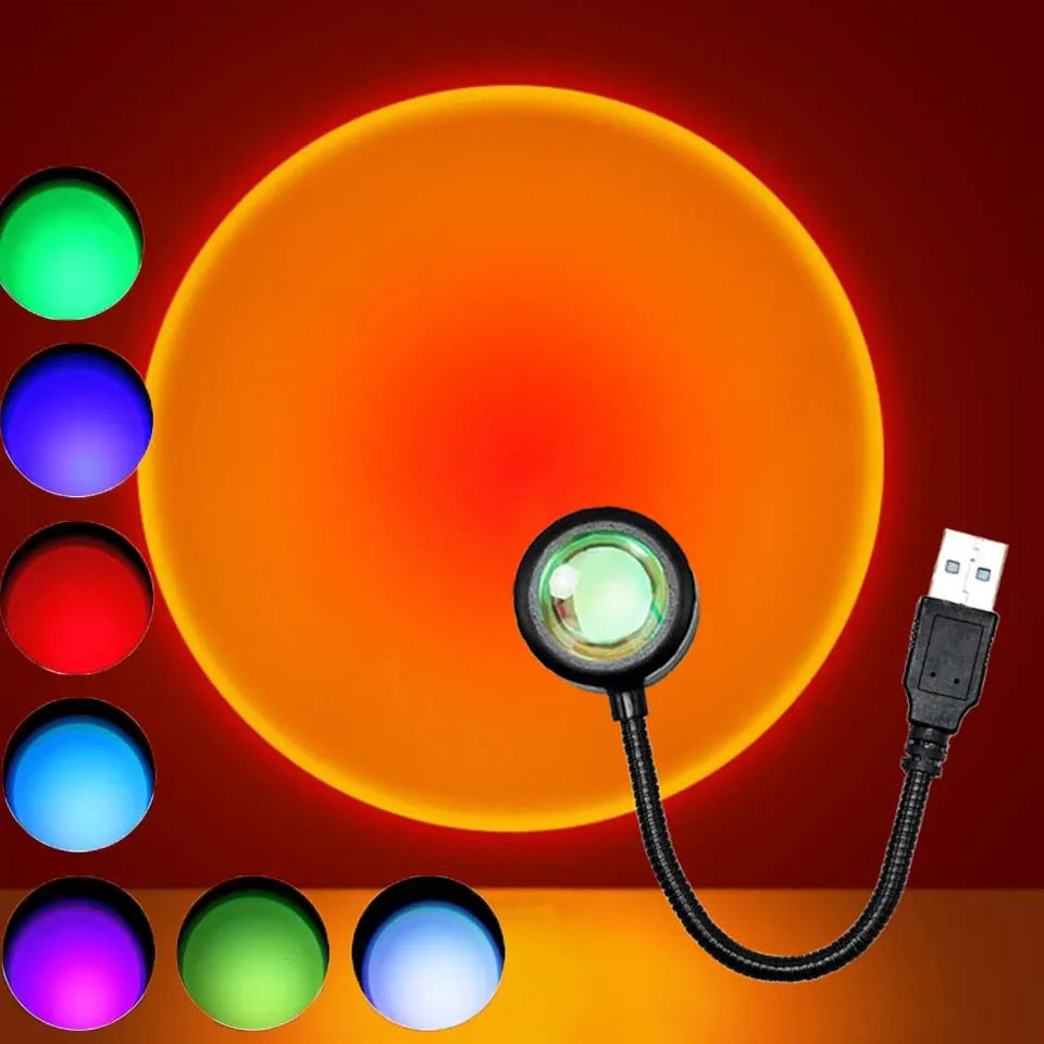 Led USB Sunset Lamp Projector Home Party Decor Night Light Atmosphere Neon Lights For Bedroom Living Room Wall Photography