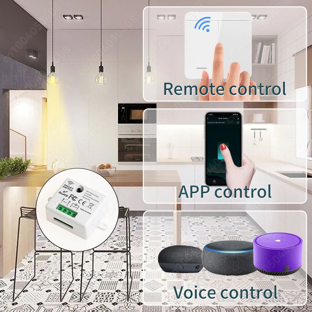 Tuya Smart Home Wifi RF433 Mhz Switch 1/2/3gang Button Switch Strong Signal Wiring-free Remote Control  Works with Alexa Google