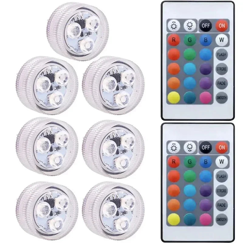 1-8 Pack Submersible LED Lights Waterproof Pool Light Underwater with 16 Colors, Remote Control for Aquarium,Vase, Bath,Hot Tub