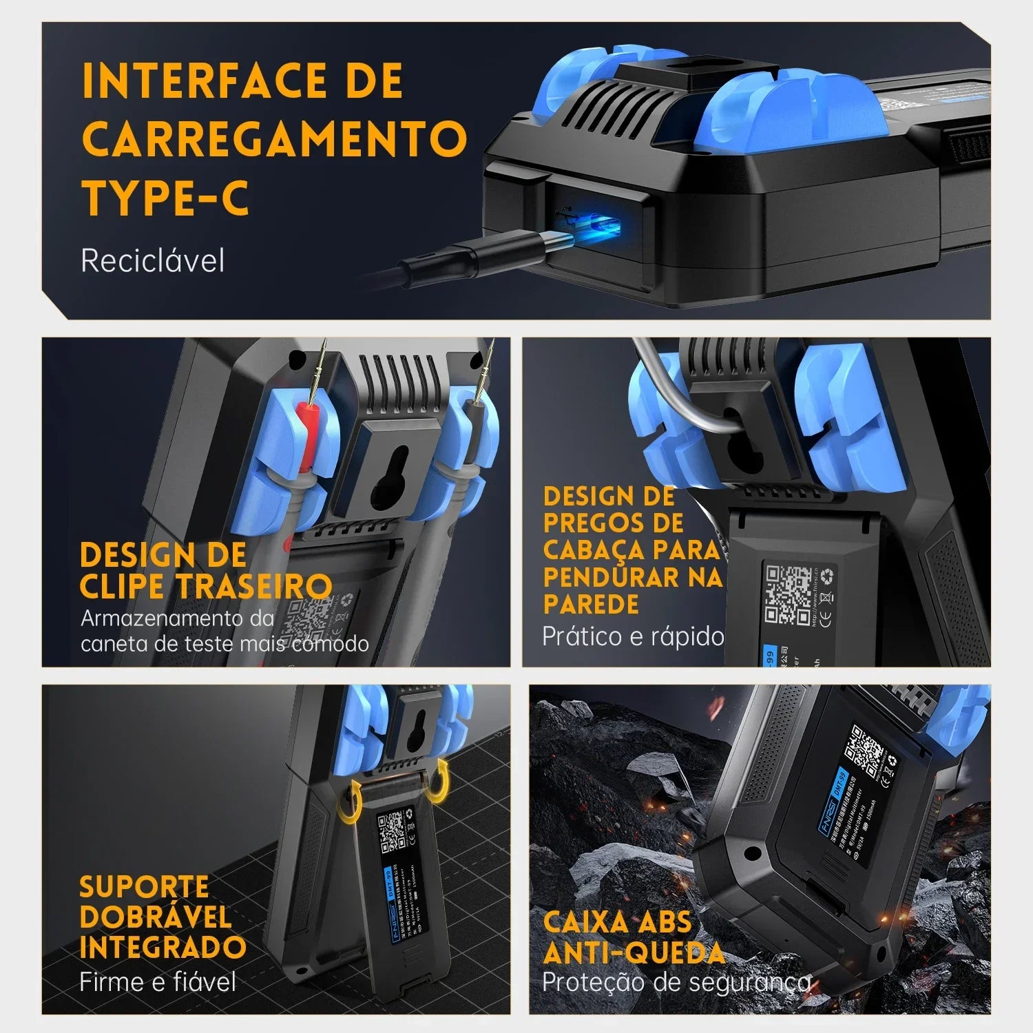 FNIRSI DMT-99 Digital Multimeter 9999 Counts Smart Professional Tester for 1000V Auto - range AC/DC Ohm Hz and Capacitance