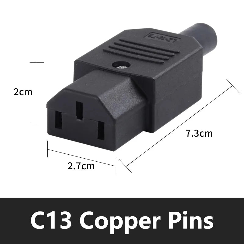 C13 C14 Electrical Power Socket Computer Mount Outlet 3 Pin IEC320 LED Rocker Switch Brass 10A Fuse Inlet Plug Connector 250v