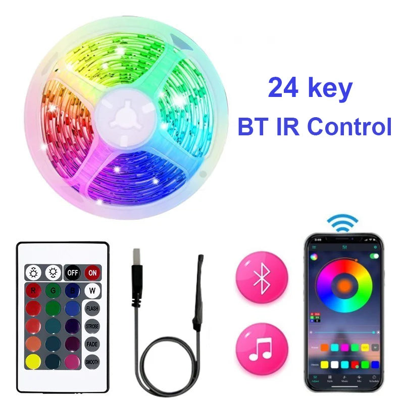 Led Lights for Room Music Sync RGB 5080 Led Strip Lights 10m 20m Flexible Ribbon for Room Bedroom Decor TV Backlights