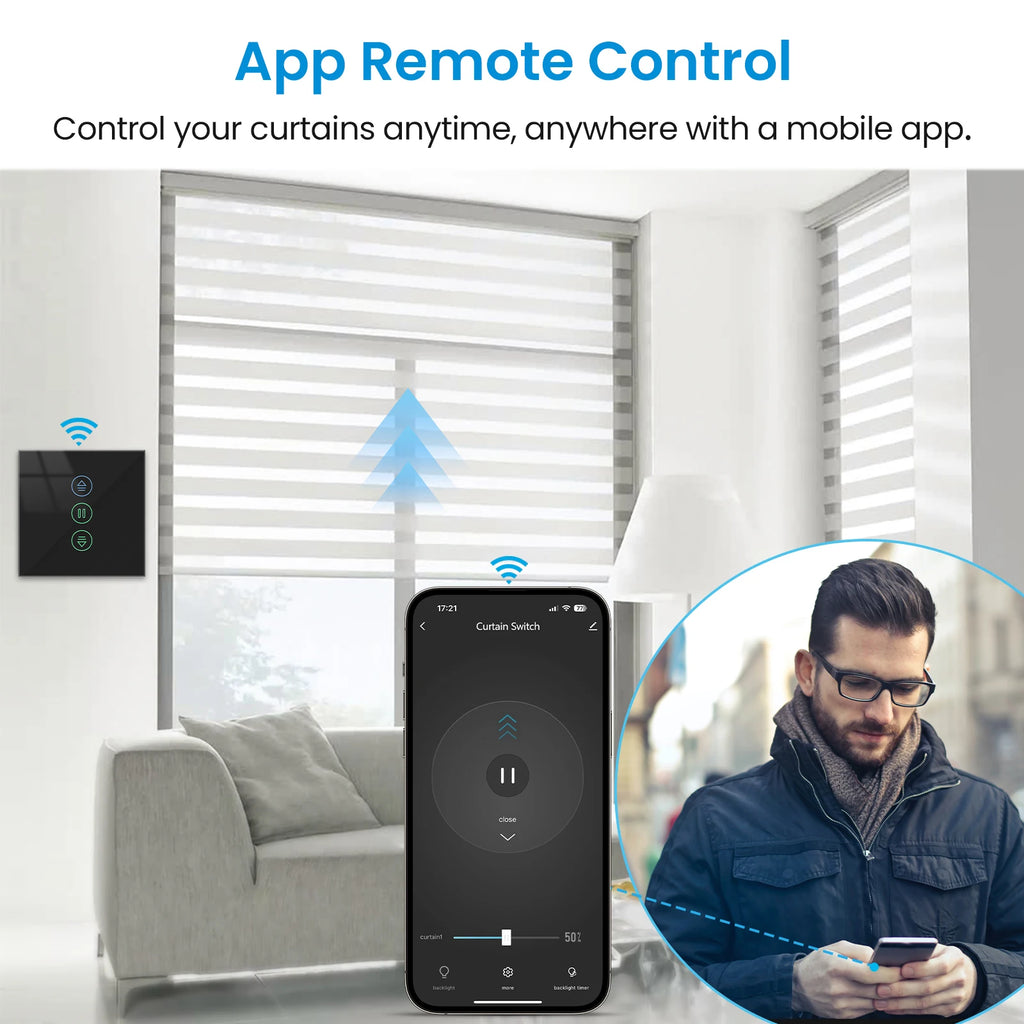 LoraTap Tuya Roller Shutter Touch Panel Switch Smart Life App Remote Progress Bar Settings Voice Control via Google Home Alexa