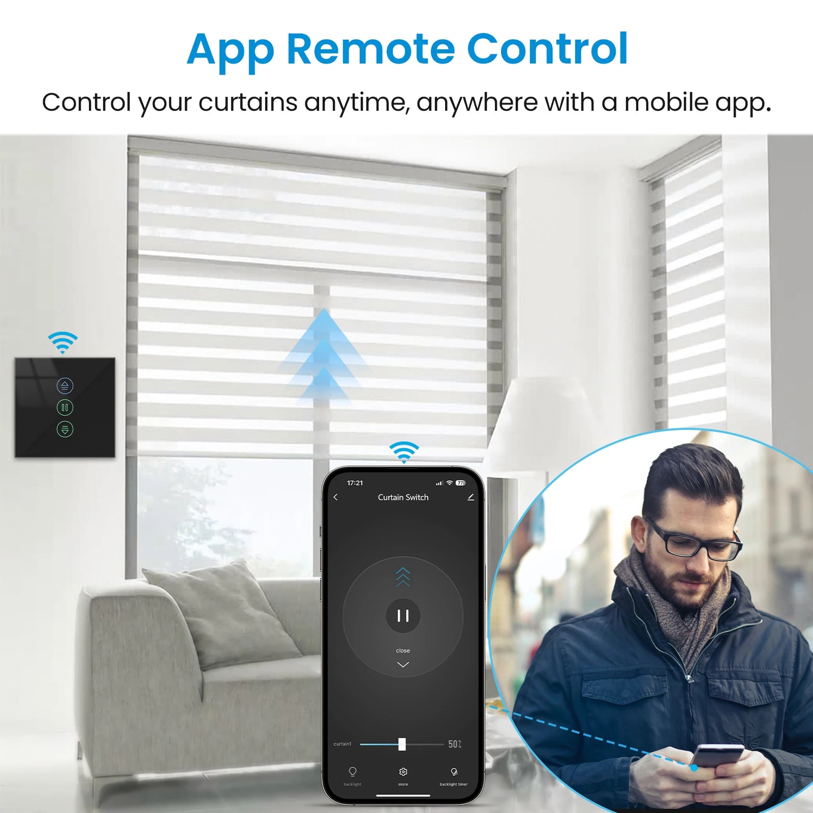 LoraTap Tuya Roller Shutter Touch Panel Switch Smart Life App Remote Progress Bar Settings Voice Control via Google Home Alexa