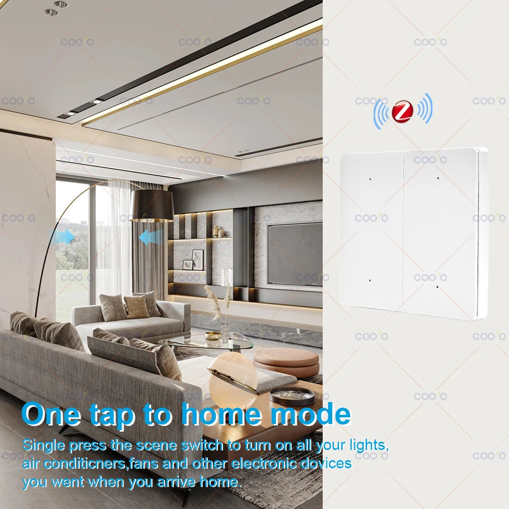 Smart Tuya ZigBee Scene Switch 4 Gang 12 Scene Switch Push Button Controller Battery Powered Automation Scenario for Tuya Device