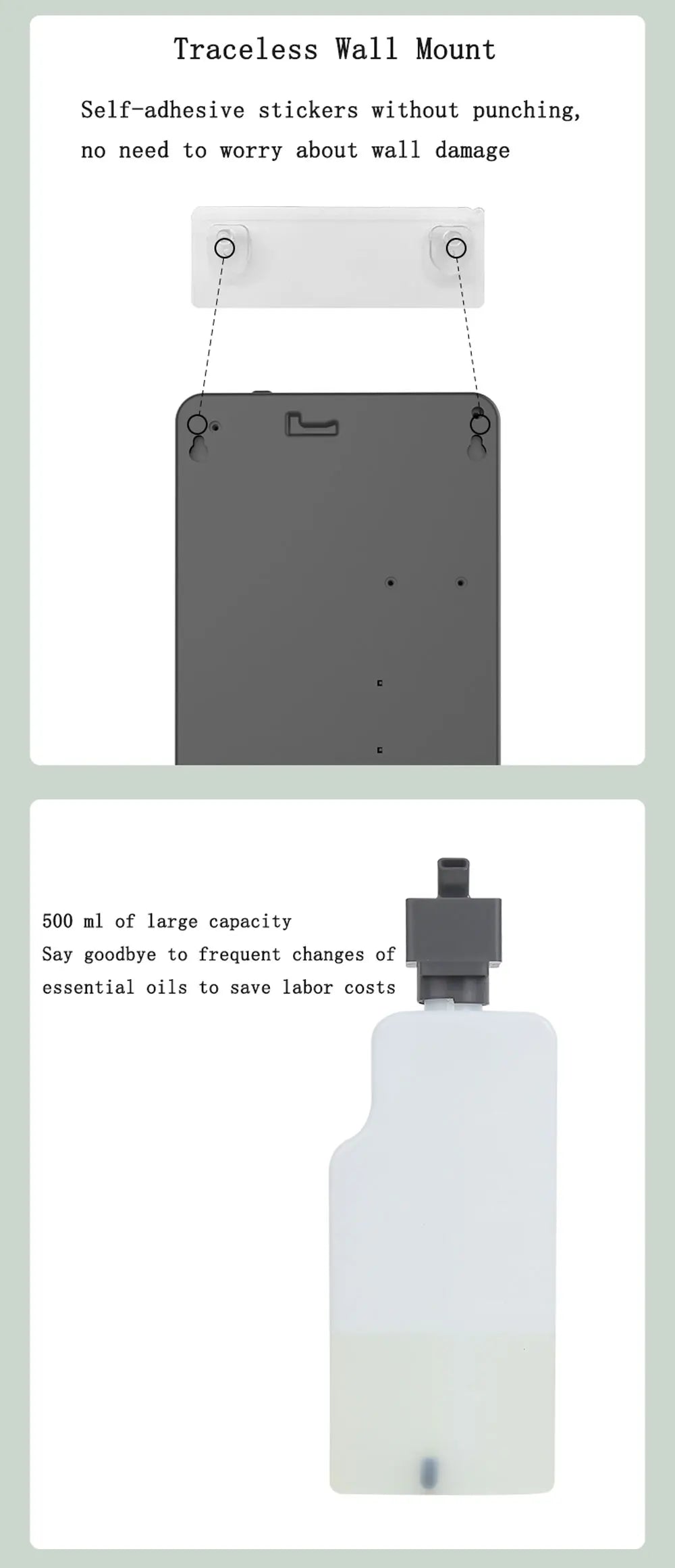 Smart Essential Oil Diffuser Bluetooth APP Control Battery Wall Mounted Aroma Diffuser 500ml Coverage Scent Machine Hotel Home