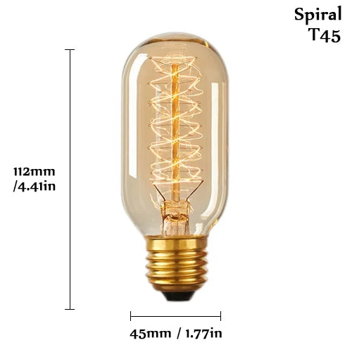 Retro Edison Bulb E27 220V 40W Light Bulb A60 ST64 T10 T45 G80 G95 Filament Vintage Ampoule Incandescent Spiral Lamp