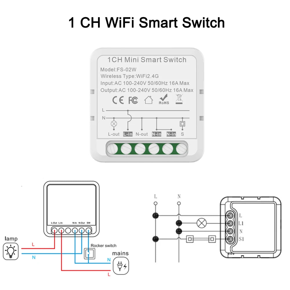 Tuya Wifi Smart Switch Module Smart Home DIY Breaker 1 2 3 4 Channel Supports 2 Way Control Voice Works with Alexa Google Alice