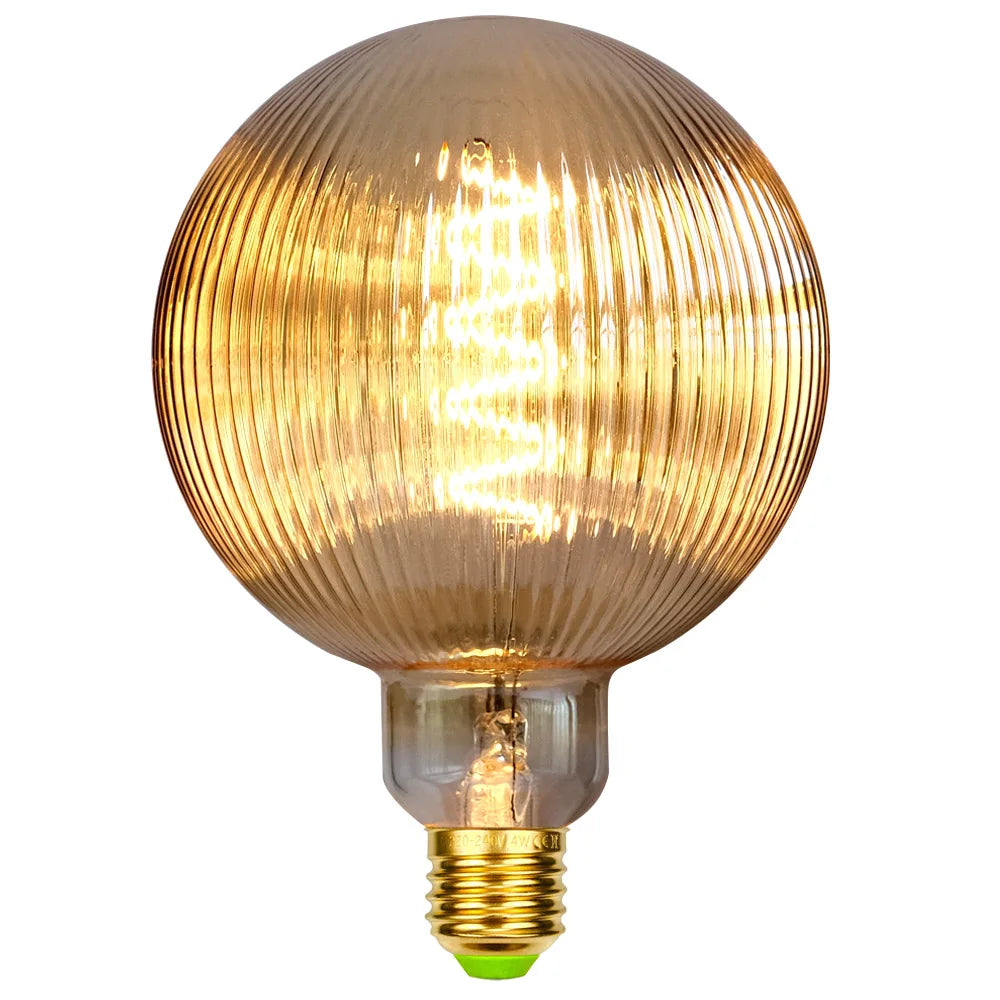 TIANFAN Edison Led Bulb E27 Fitting 4W Dimmable Ripple Glass Amber Color 2000Kevin Warm Speciatly Decorative Light Bulb