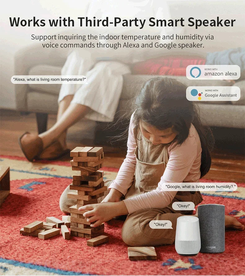 Zigbee/WIFI Tuya Smart Temperature Humidity Sensor Thermometer Hygrometer APP Remote Alarm Zigbee2Mqtt Google Assistant Alice