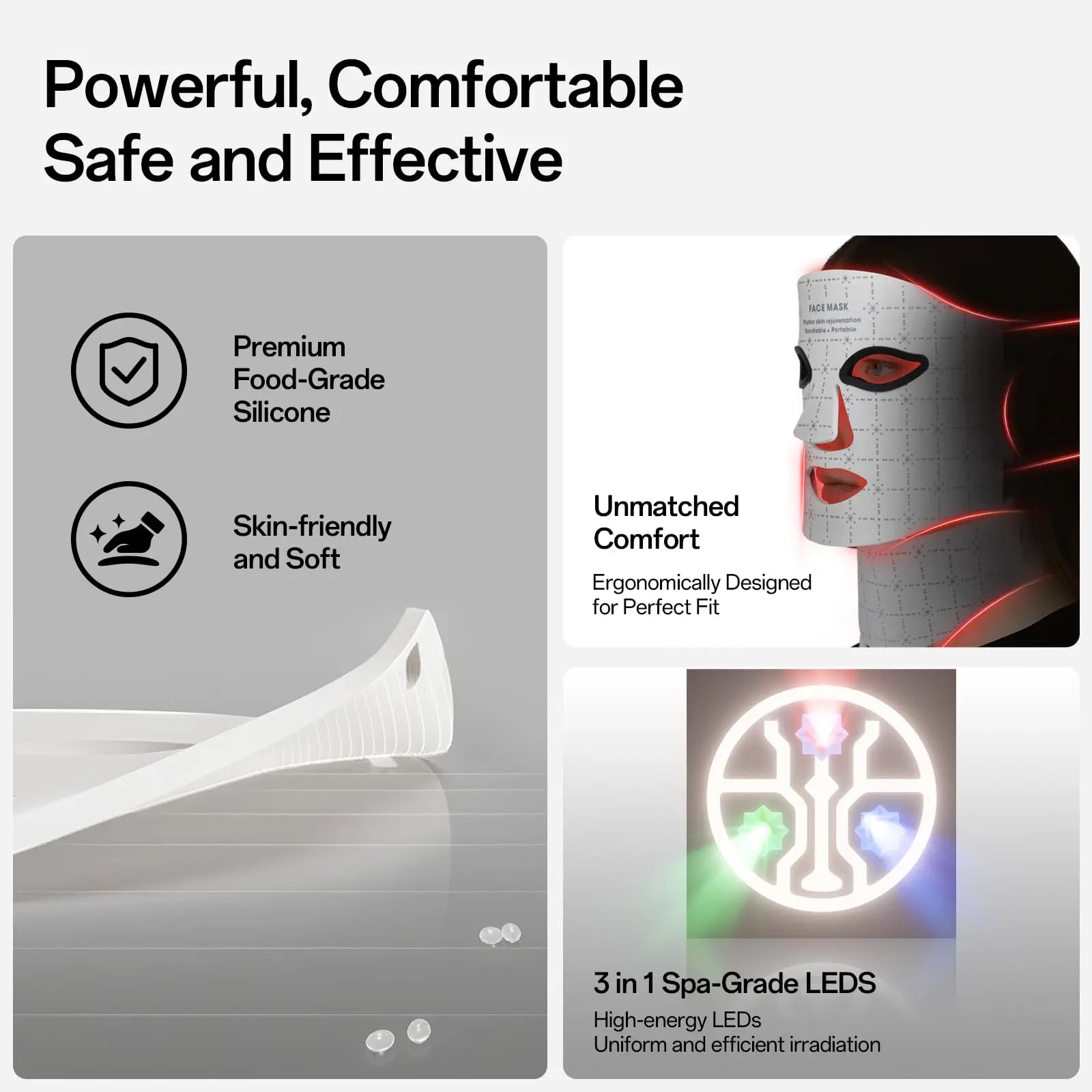 Portable 7 Colors Led Face Mask Skin Care Beauty Device Red Light Therapy Mask USB Rechargeable and Ergonomic Design for Home