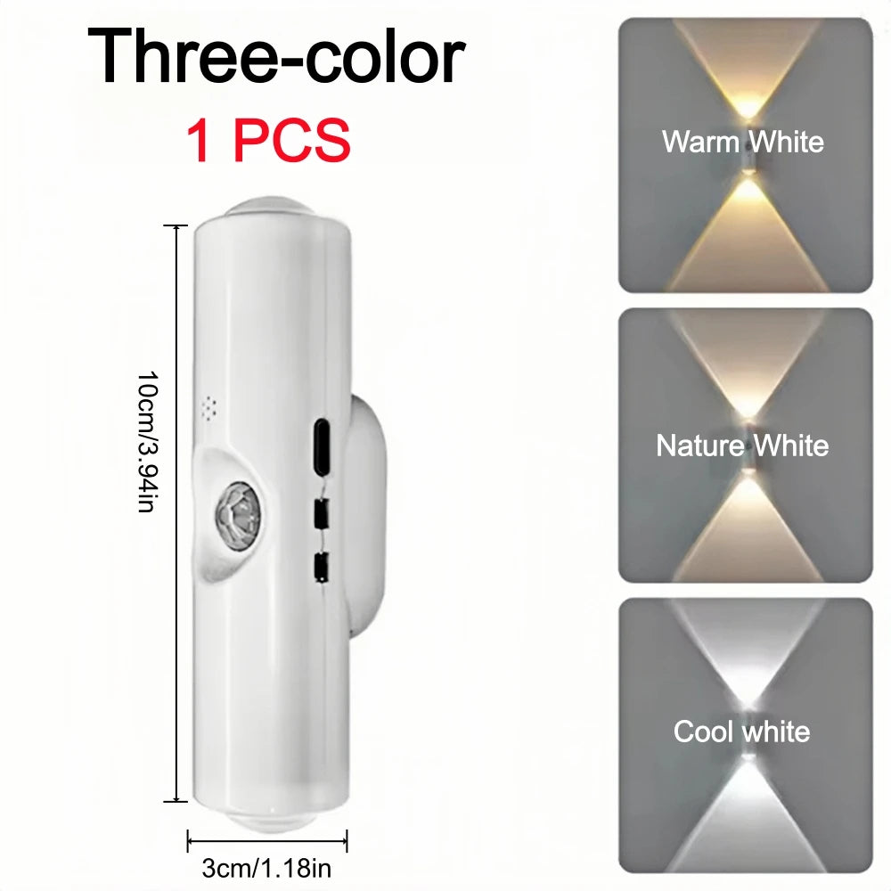 Rechargeable Motion Sensor Magnetic Wall Lamp Smart LED Double-head RGB Gradient Night Light for Bedroom Closet Home Decor