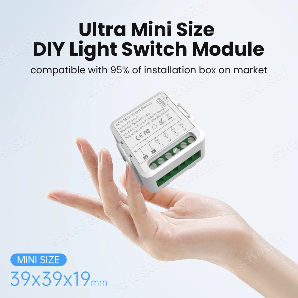 Tuya Wifi Smart Switch Module Smart Home DIY Breaker 1 2 3 4 Channel Supports 2 Way Control Voice Works with Alexa Google Alice