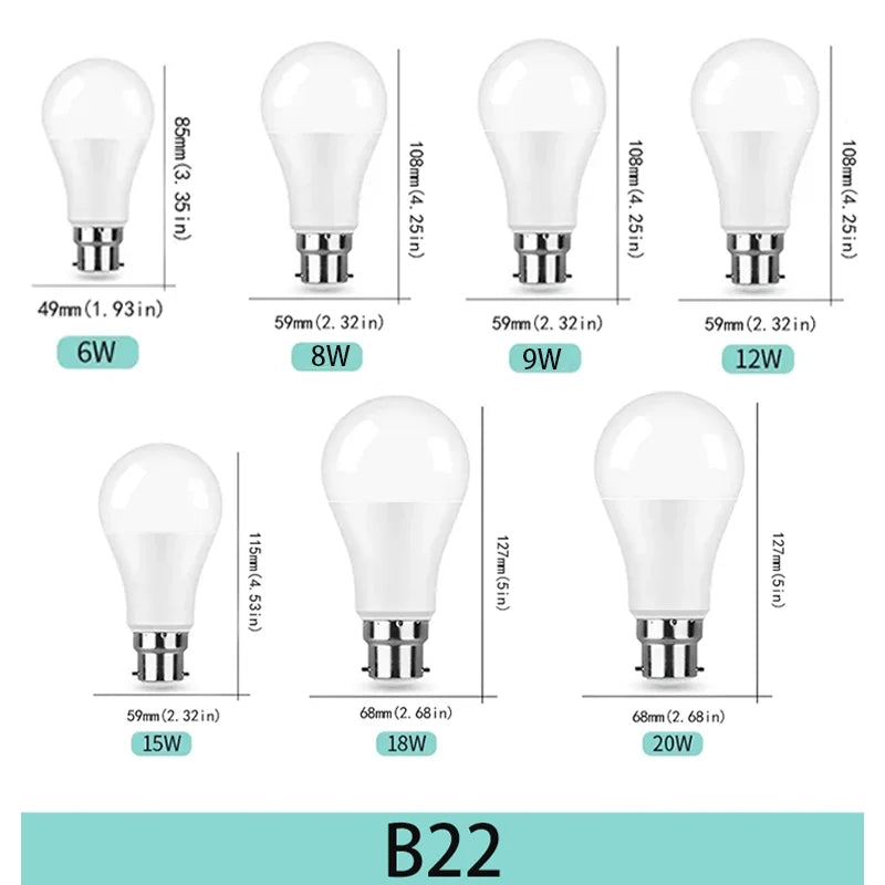 8PCS LED Bulb E27 B22 E14 AC220/110V 3W 6W 9W 12W 15W 18W Brightness and Low Energy Consumption Living Room Home LED Light Bulbs