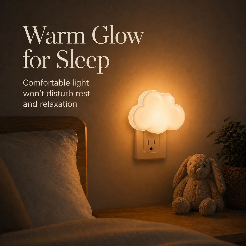 Cloud Shaped LED Nightlight with Light Sensor Plug in Automatic on Off Lamp for Children Room Hallway Stairway