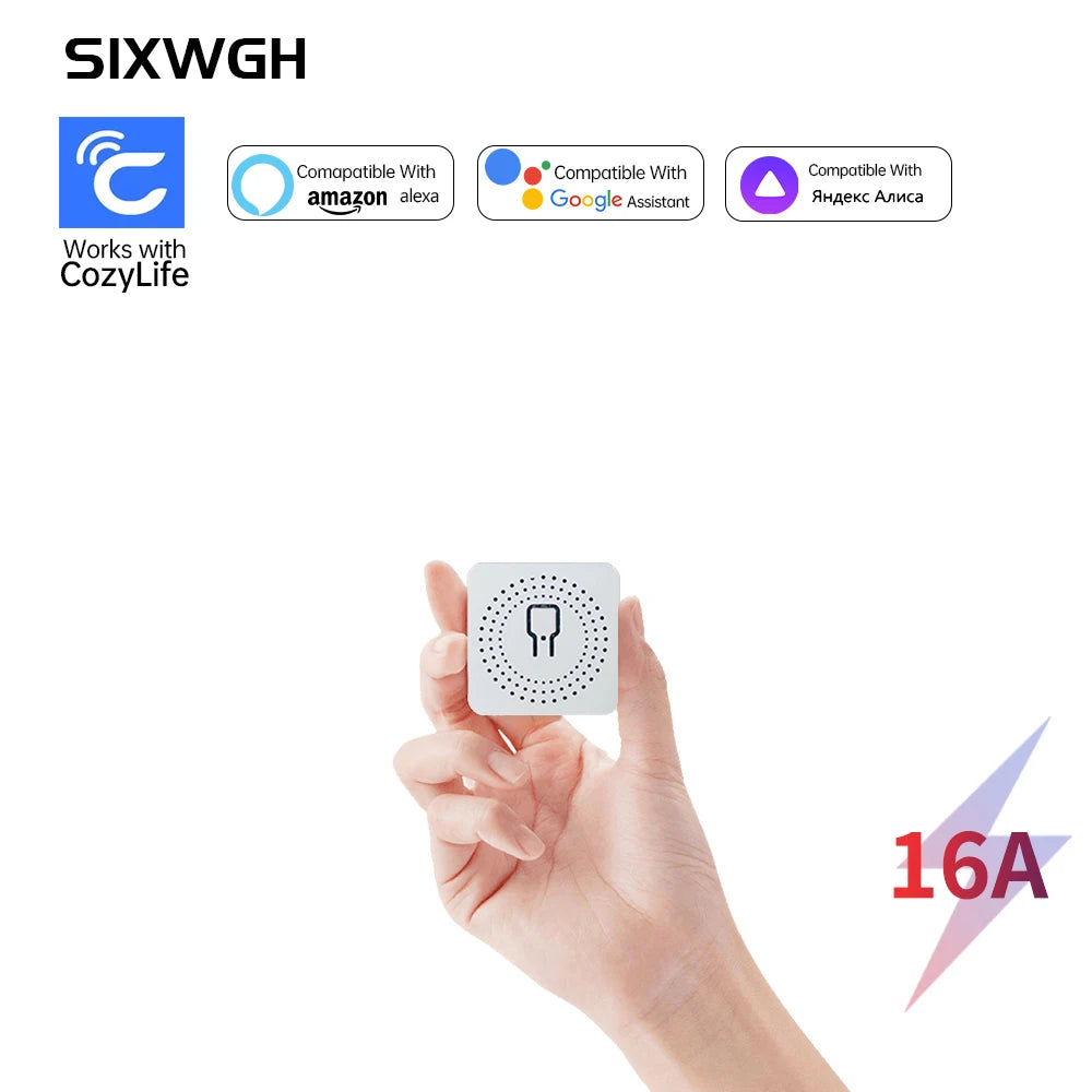 SIXWGH MiNi WiFi Smart Switch Cozylife App Remote Control Timer Home Improvement 2 way Relay Work with Google Home Aleax