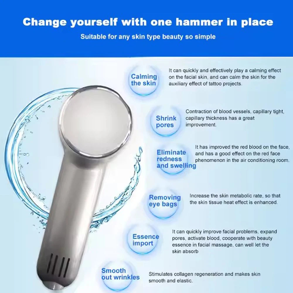 Hot Cold Hammer Home Facial Massager Lead-in Device Skin Lifting Tighten Rejuvenation Anti-aging Moisturizing Beauy Machine