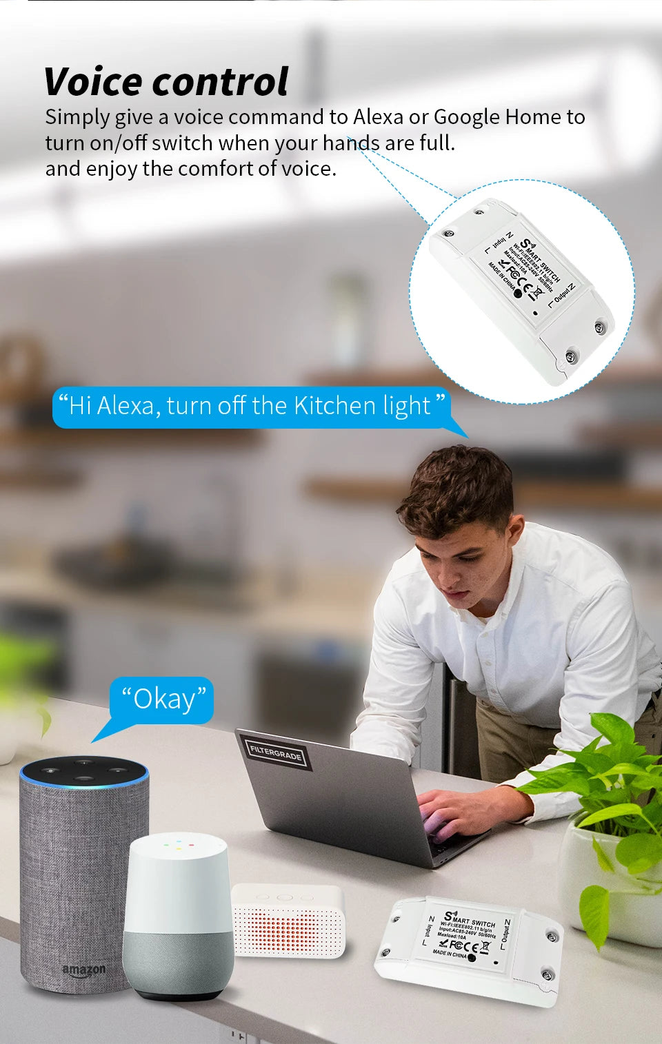 Tuya WiFi Switch DIY MINI Smart Home Switch Relay Module Smart Life APP Wireless Voice Remote Control Timer Switch Alexa