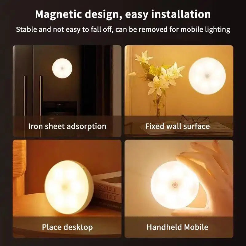 1Set Motion Sensor LED Night Light USB Rechargeable Night Lamp For Kitchen Cabinet Wardrobe Lamp Staircase Wireless Closet Light