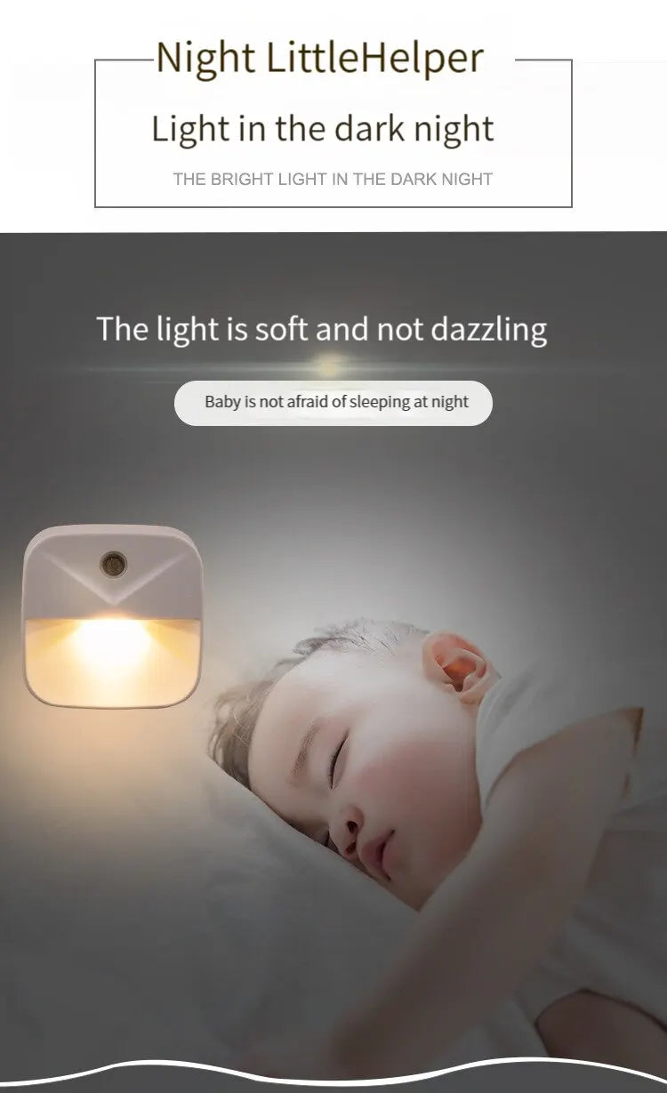 LED Night Light, EU Plug-in Smart Wireless Light Control Sensor Light, 220V Wall Light For Home Corridors, Bathrooms, Hallways