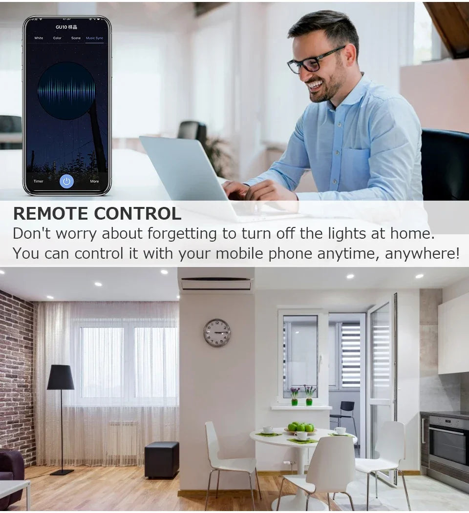 5W 7W 9W 220V 110V Tuya Smart WiFi GU10 LED Bulb Spotlight Alexa Lamp RGBCW Smart Life APP Control Works With Alexa Google Home