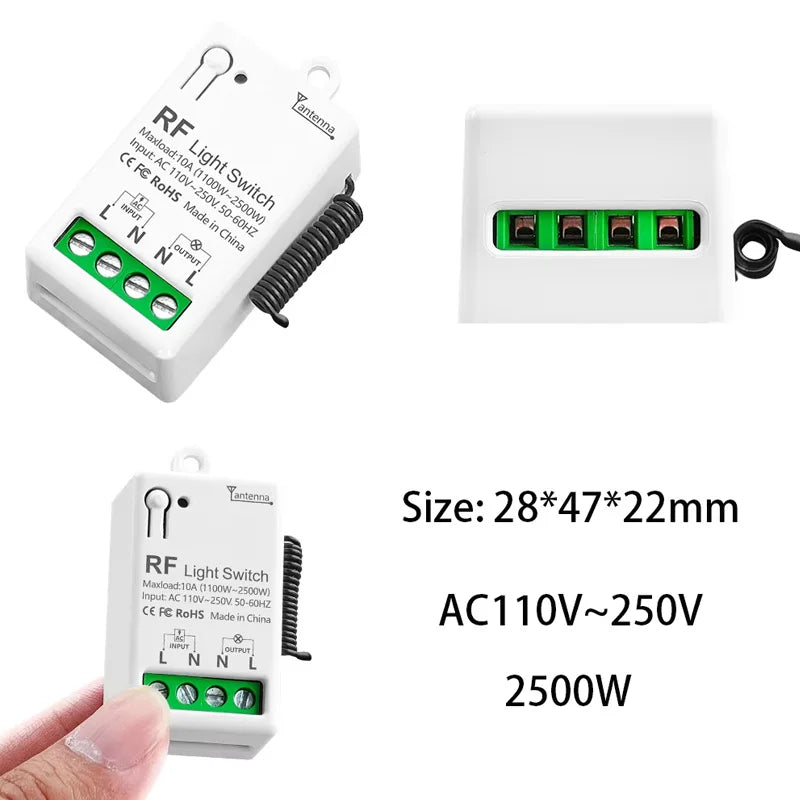 Wireless Smart Switch Light RF 433Mhz 86 Wall Panel Switch with Remote Control Mini Relay Receiver 220V Home Led Light Lamp Fan