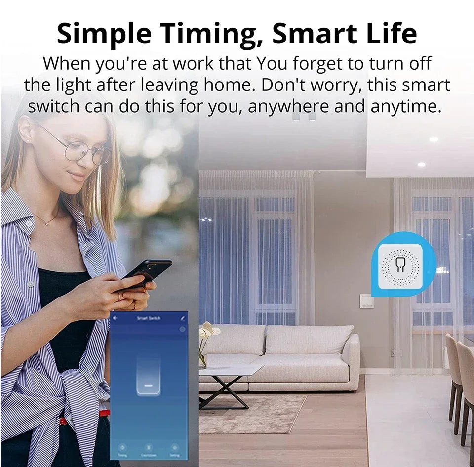 16A 20A Tuya Smart WiFi Switch RF 433Mhz Receiver Breaker Relay Module 2-way Control Smart Life App Remote Alexa Google Home