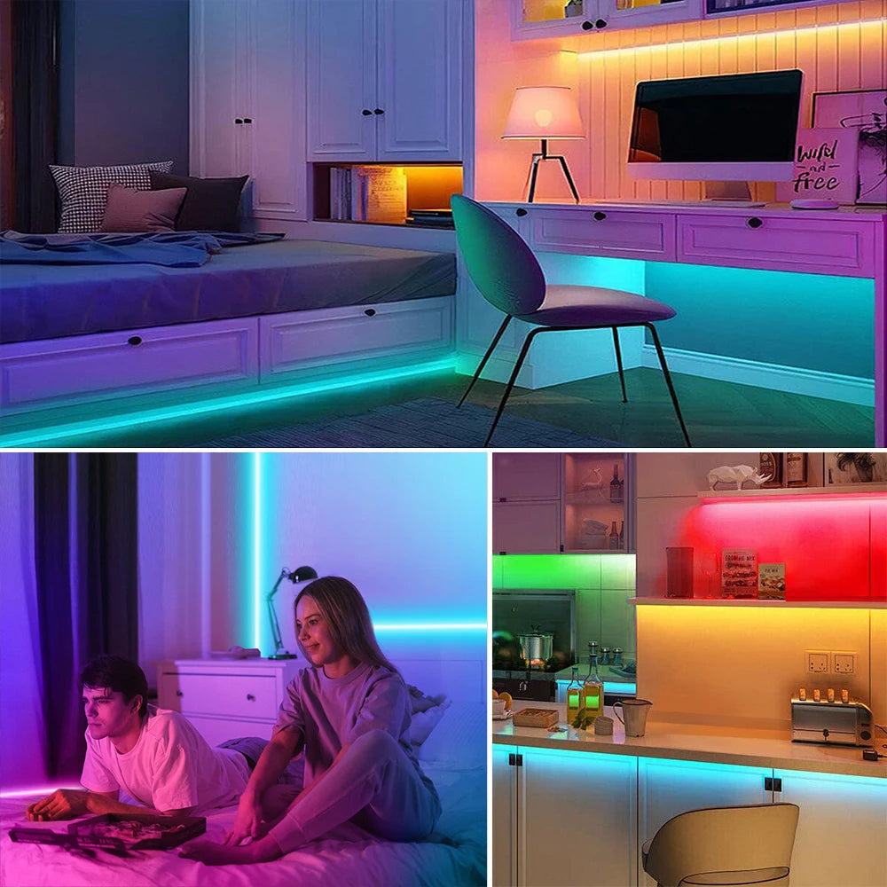 5V AA Battery RGB COB LED Strip Light Smart Bluetooth Dimmable Color Changing Flexible Tape Ribbon TV BackLight 17/24/44Key