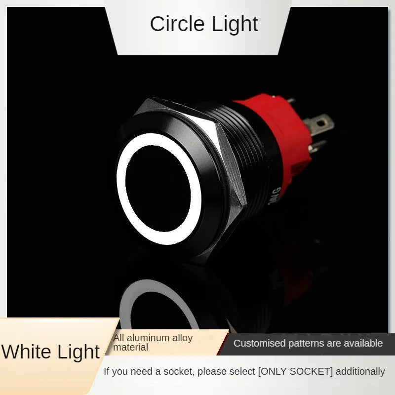 16/19/22mm Latching Push Button Switch 12/24/220V On Off BLack with LED  for with Wire Socket Plug Self-Locking/Self-reset power