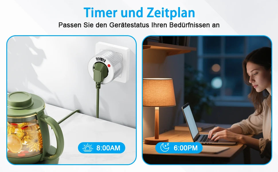 24-hour European standard rotary timer socket, rotary time adjustment, 3680W high power, fireproof and overload resistant