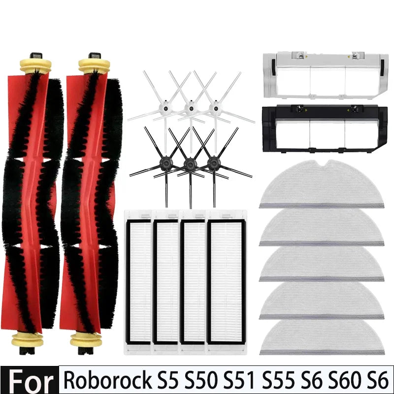 For Xiaom Roborock S5 S50 S51 S55 S6 S60 S6 Pure Vacuum Cleaner Accessories HEPA Filter Mop Cloth Side Main Brush Spare Parts
