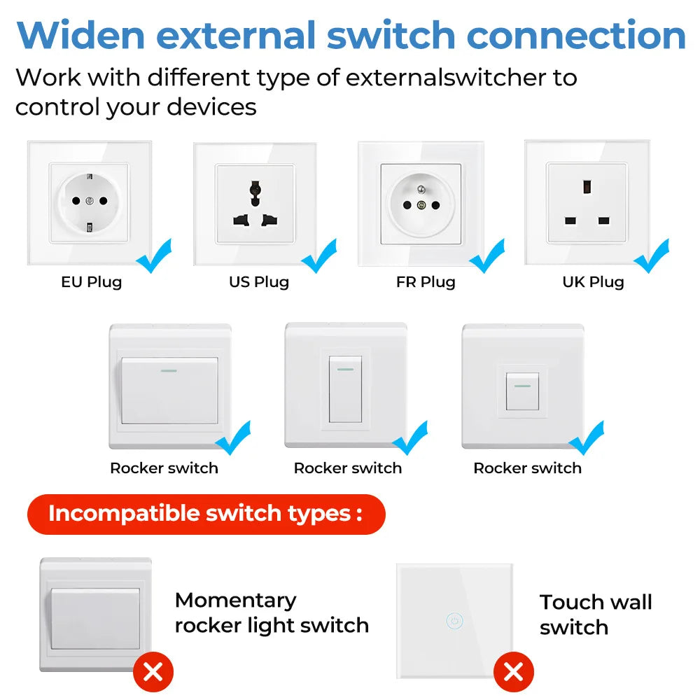 Zigbee / WiFi Smart Switch with Power Monitor 16A Tuya Smart Home Improvement Breaker 2-way Control Voice for Alexa Google Alice