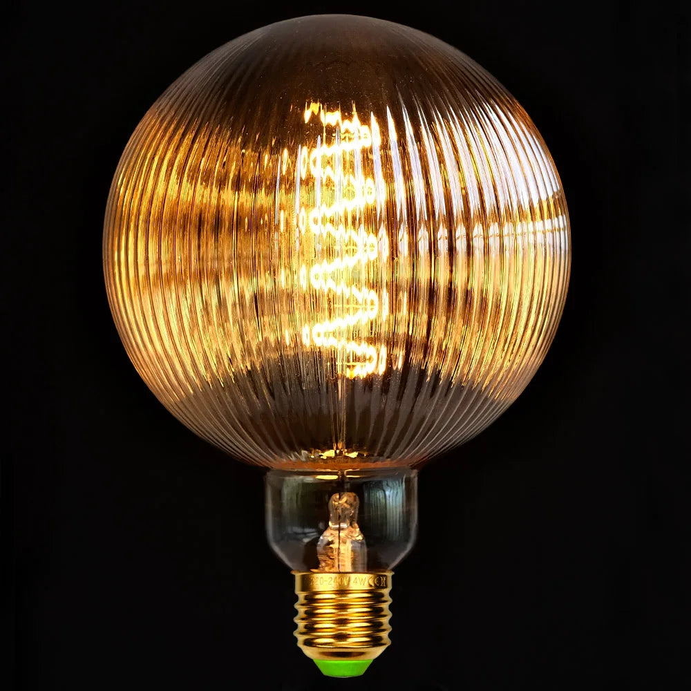 TIANFAN Edison Led Bulb E27 Fitting 4W Dimmable Ripple Glass Amber Color 2000Kevin Warm Speciatly Decorative Light Bulb