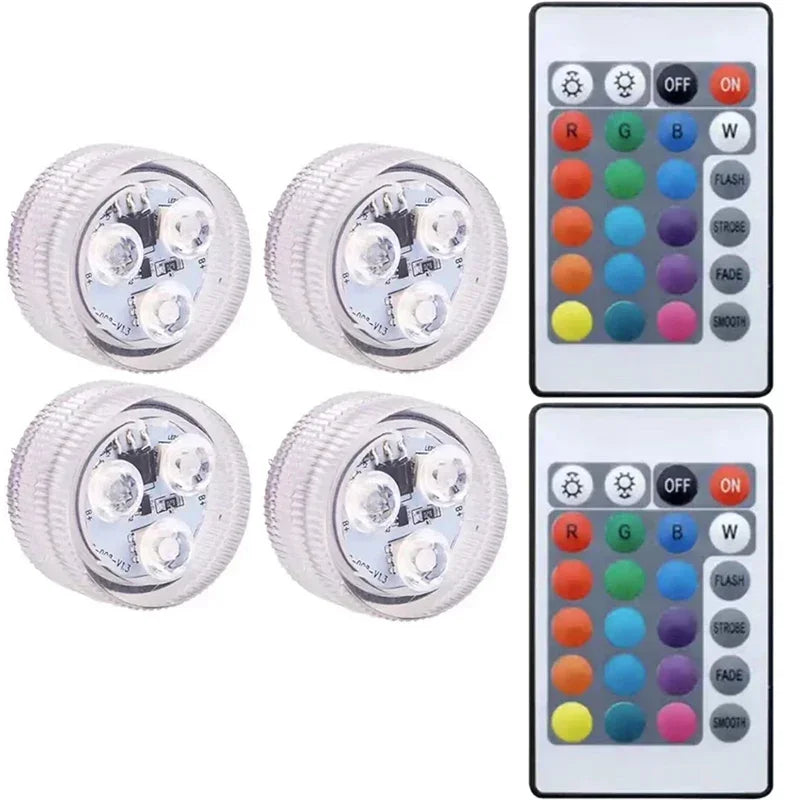 1-8 Pack Submersible LED Lights Waterproof Pool Light Underwater with 16 Colors, Remote Control for Aquarium,Vase, Bath,Hot Tub