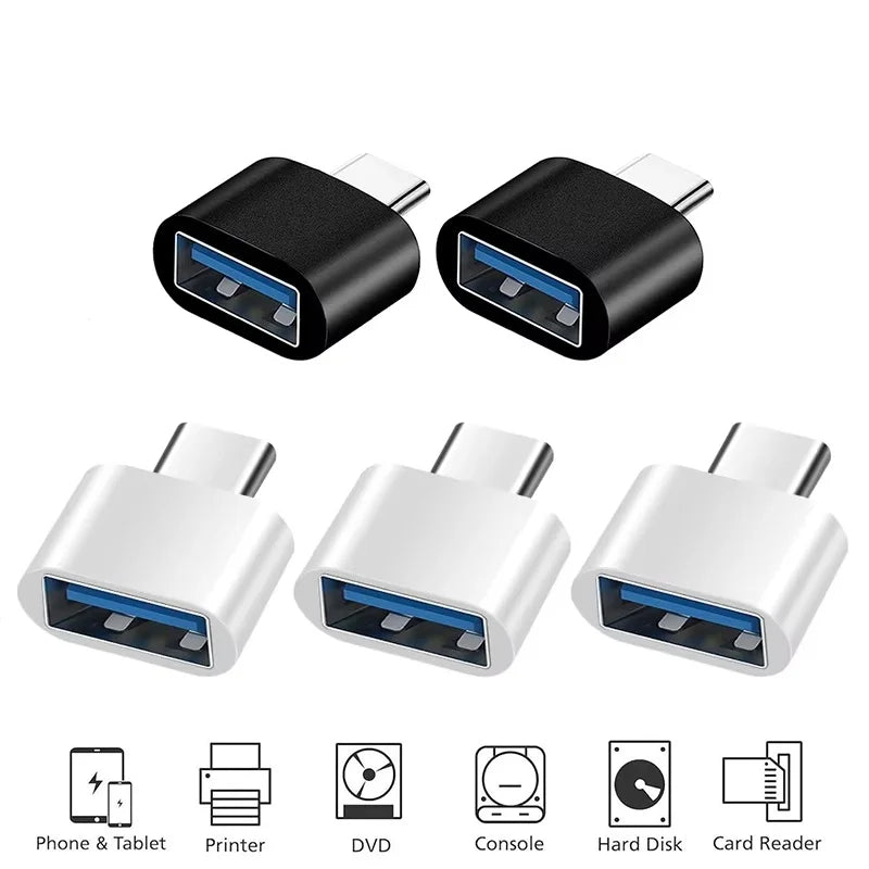 1-5pcs USB A Female to Type C Male Data Connector Mini Type C to USB Adapter For Xiaomi Huawei Android Mobile Phone MacBook iPad