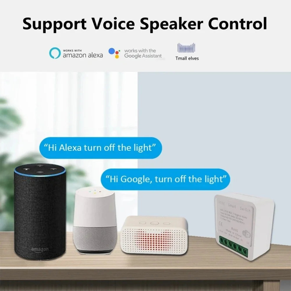 Tuya WiFi Smart Switch 2-way Control 16A 20A Wireless Mini Breaker Smart Life APP Voice Control Works with Alexa Google Home