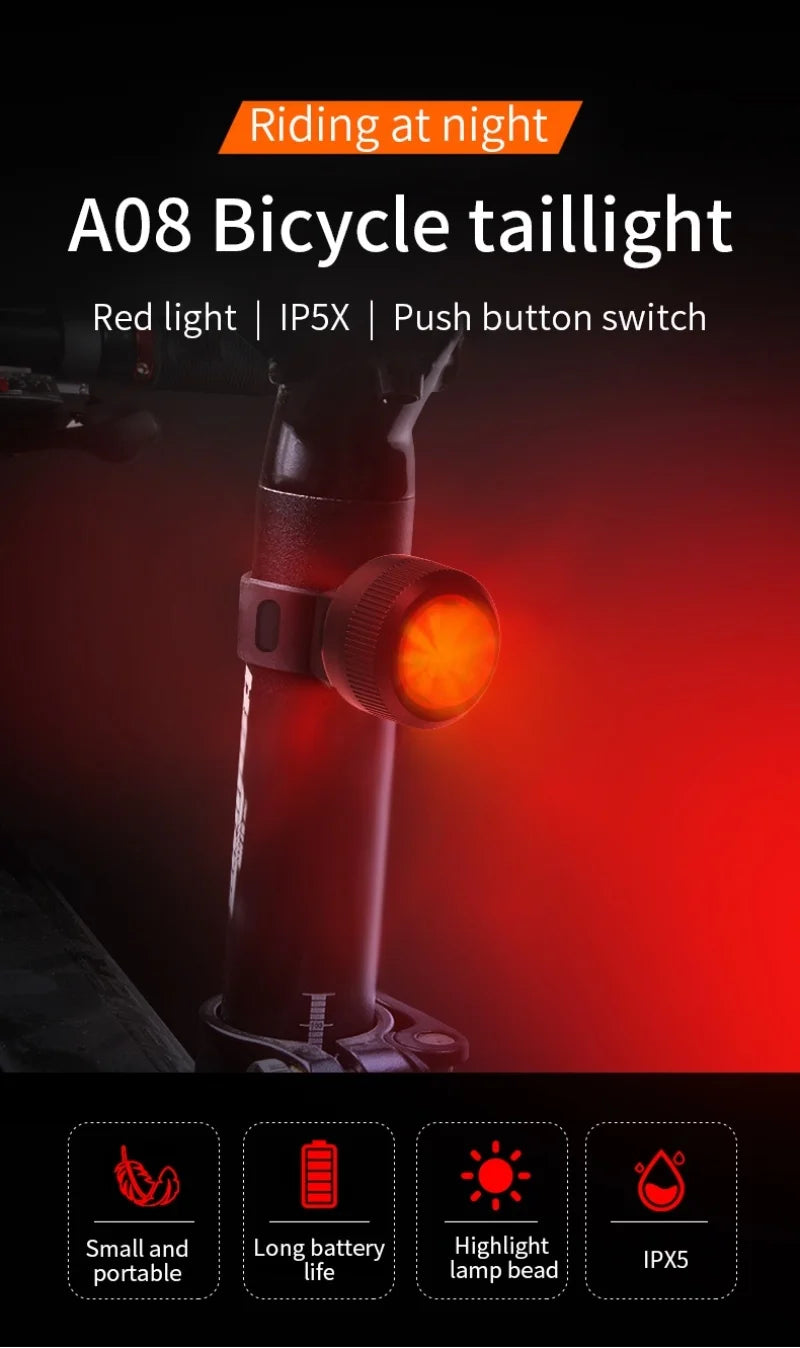 BUCKLOS Bike Light Set Rechargeable Rear Light Front Lamp Waterproof Riding Headlight USB MTB Taillight Led 1PC Cycling Parts