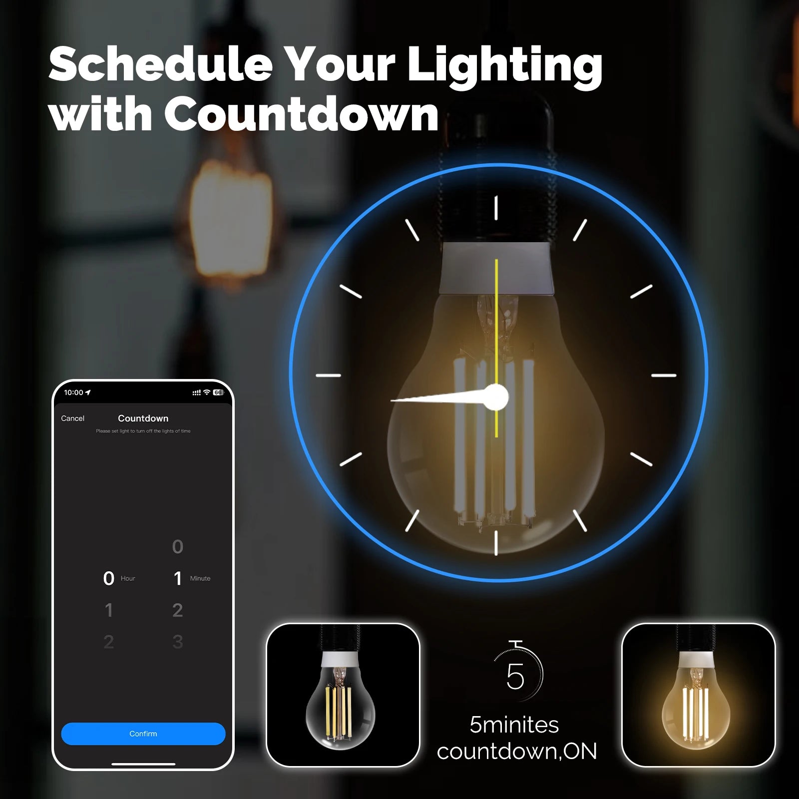 MOSE Tuya Matter WiFi Smart Filament Bulb E27 Energy Saving Light Dimmable APP Remote Control Alexa GoogleHome for Voice Control
