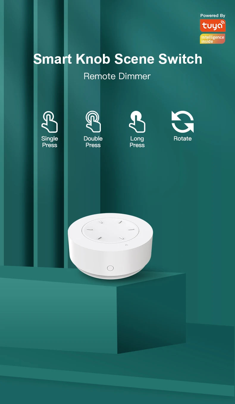 Works with Tuya ZigBee Smart Knob Switch Wireless Scene Switch Button Remote Dimmer Battery Powered Automation for Smart Life AP