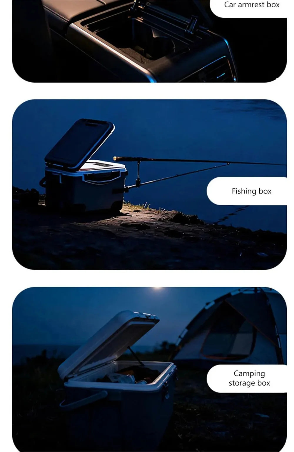 Motorcycle Locomotive Box Sensor Light LED Tail Box Anti-Collision Lamp Convenient Outdoor Fishing Camping Night Light ﻿
