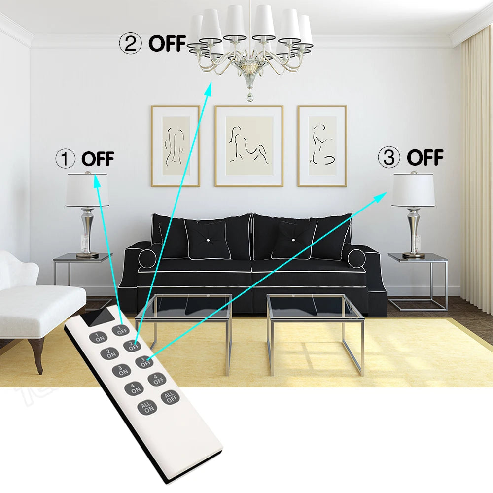 Wireless Light Switches RF 433 Mhz  Remote on Off Switch Controller Relay Ac220v 10A Smart Home Control Ceiling Lamp LED Fan