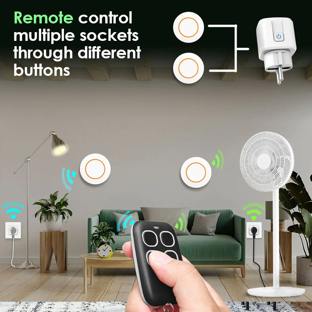 433mhz Rf Wireless Remote Control Outlet 15A Electrical Socket Switch AC 110V 220V EU Plug Black 4Button Transmitter for LED FAN