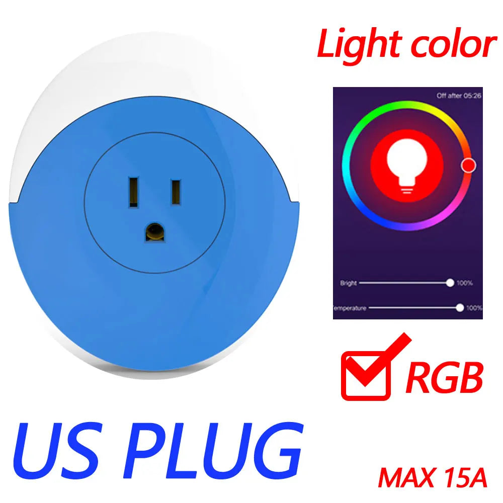 Tuya Wifi Smart Night Light Plug EU AU UK US Adapter Color LED Light Homekit Socket Voice Control Works with Alexa Google Home