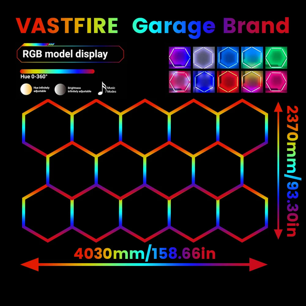 Smart RGB Honeycomb Hexagonal LED Lights with Music Function for Mobile Remote Control, Suitable for Gaming and Esports Rooms