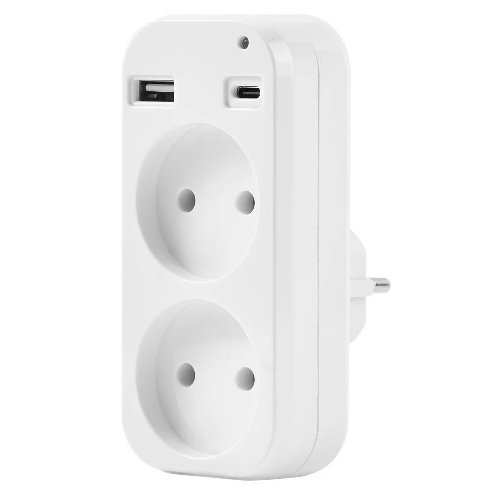 Power Strip USB Socket Adapter EU Plug AC Outlet Double Socket With 2 USB Port Fast Charging Home Office Surge Protector Adapter