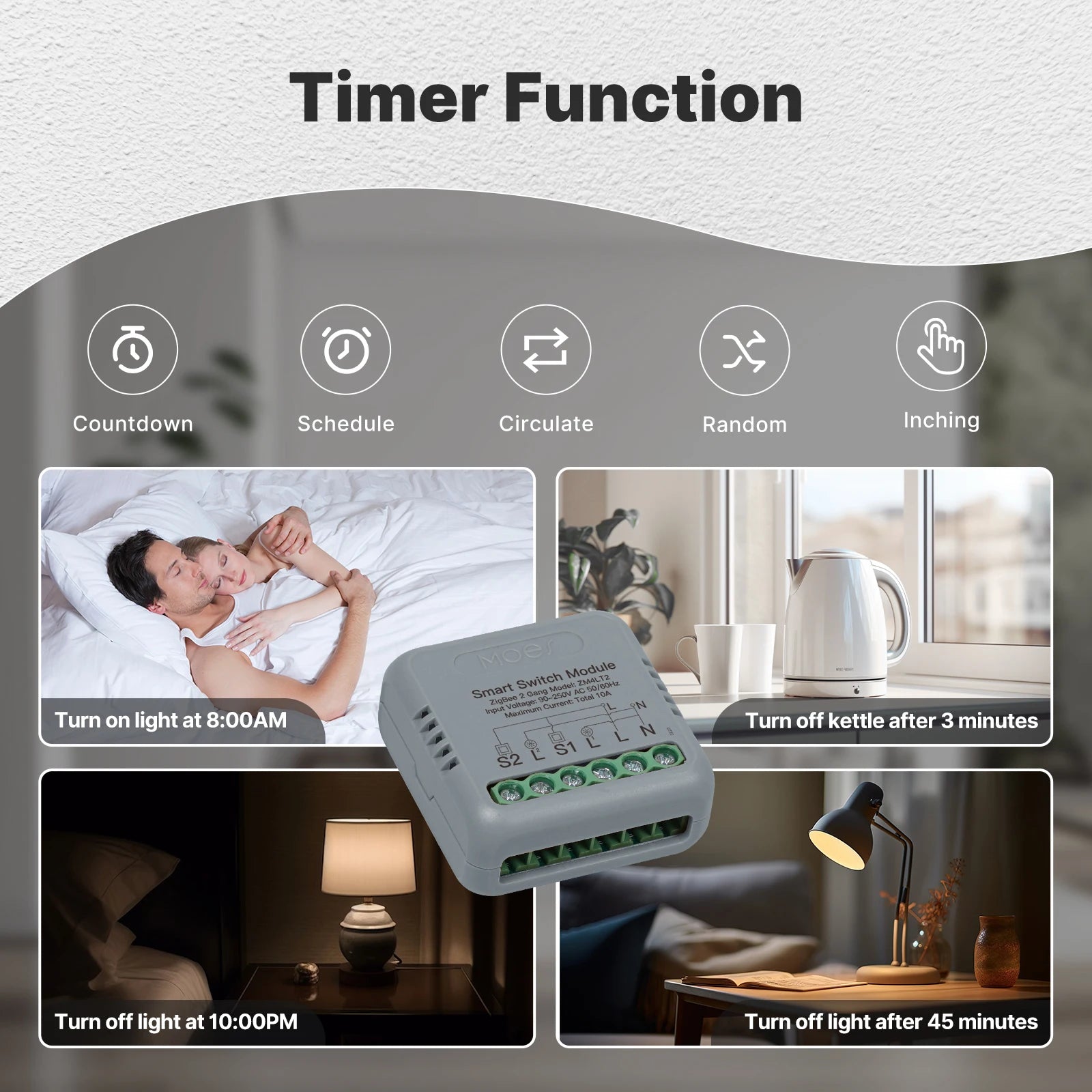 MOES Tuya WiFi Zigbee Mini DIY Smart Switch Module 1-4 Gang Timer Home Automation Compatible with Google Home Alexa