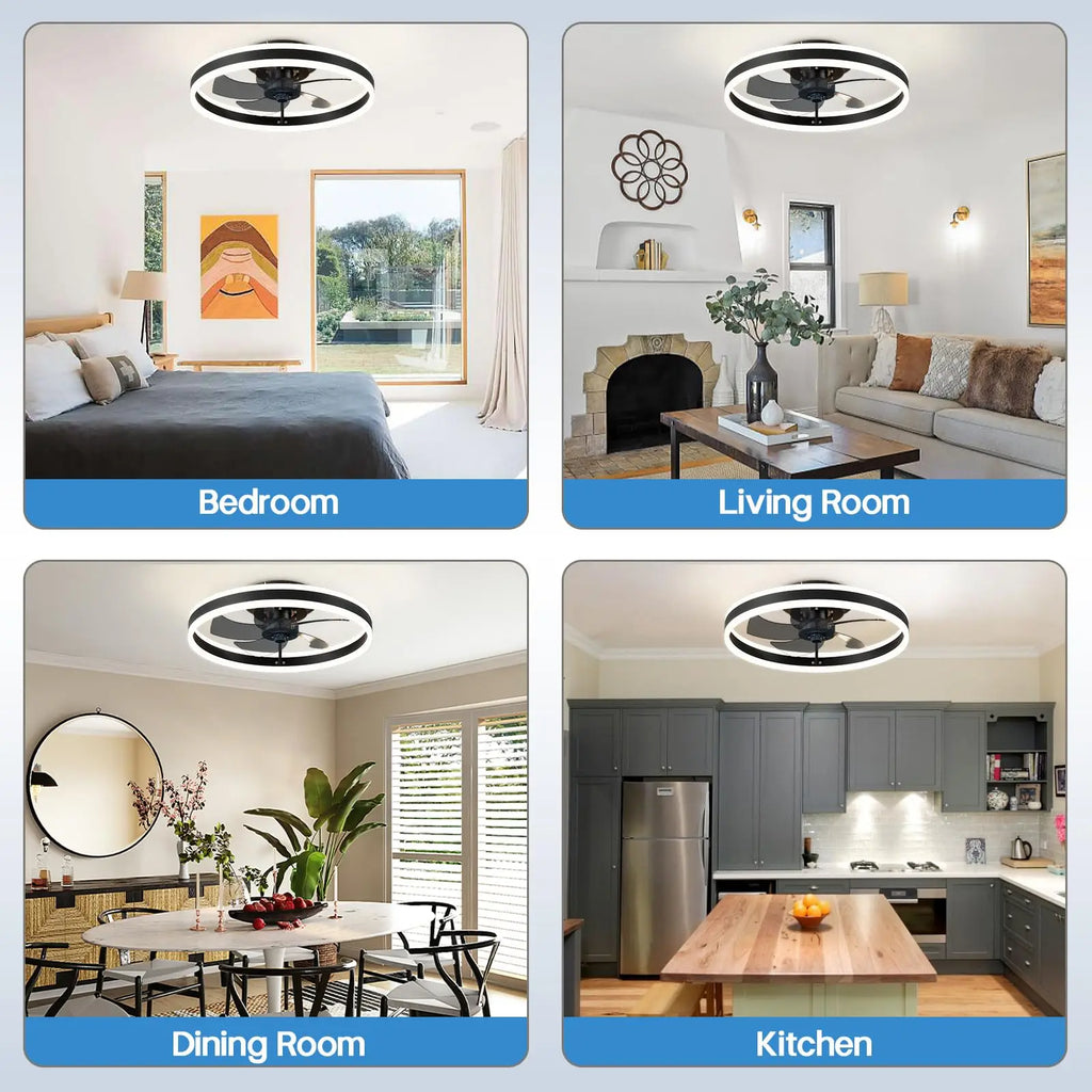 Smart Ceiling Fan with Light Remote Control App LED Dimming 6 Speed Wind Speed Fan Light for Bedroom Silent Fan with Lighting