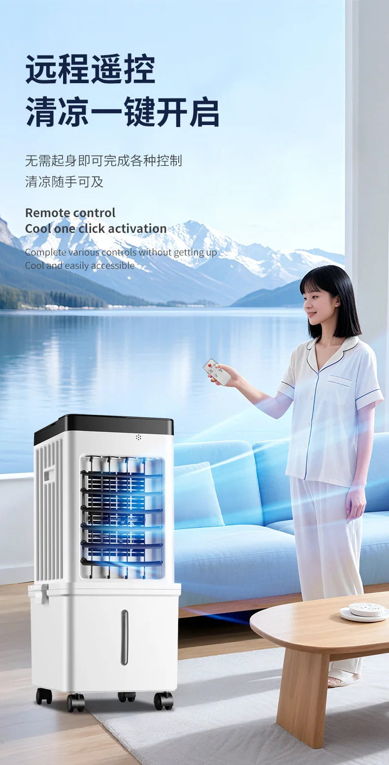 Smart Remote Control Air Cooler 3D Oscillating Energy Saving Quiet Air Conditioning Fan Wide-angle Air Supply for Home Office