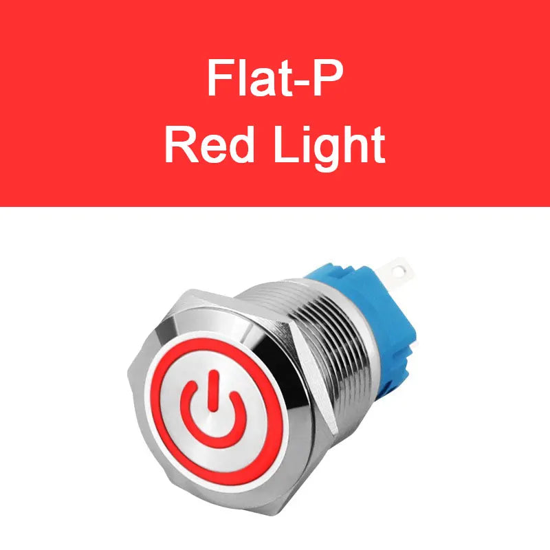 12mm 16mm 19mm 22mm metal push button on off switch power LED light Waterproof Flat circular button 3v 6v 12v 24v 110v 220v ip65