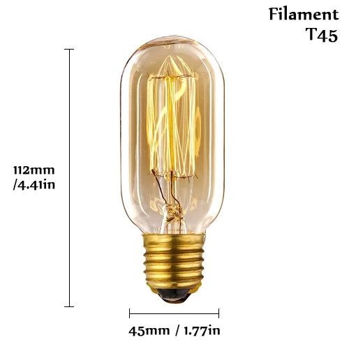 Retro Edison Bulb E27 220V 40W Light Bulb A60 ST64 T10 T45 G80 G95 Filament Vintage Ampoule Incandescent Spiral Lamp